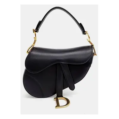 Dior Black Leather Mini Saddle Bag