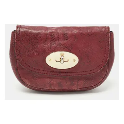 Mulberry Burgundy Python Embossed Leather Lily Pouch