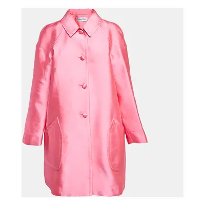 Christian Dior Neon Pink Crepe Single Breasted Long Coat