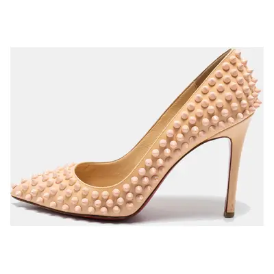 Christian Louboutin Light Peach Patent Leather Pigalle Spikes Pumps Size 36.5