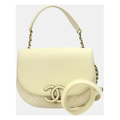 Chanel Cream Goatskin Leather Medium Coco Curve Shoulder Bag