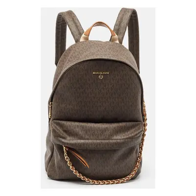 MICHAEL Michael Kors Dark Brown Signature Coated Canvas Large Slater Backpack