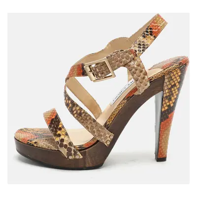 Jimmy Choo Multicolor Python Ankle Strap Sandals Size