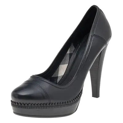 Burberry Black Leather Platform Pumps Size