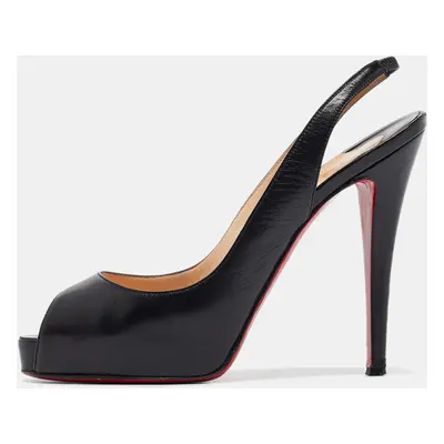 Christian Louboutin Black Leather No Prive Slingback Sandals Size