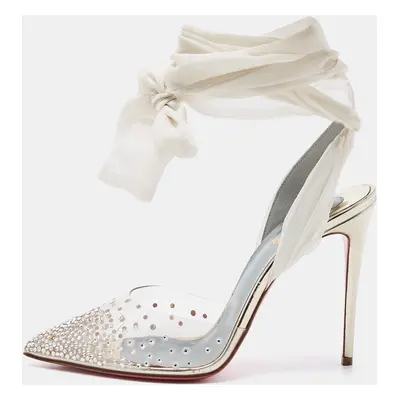 Christian Louboutin Transparent PVC Spikaqueen Ankle Wrap Pumps Size 37.5