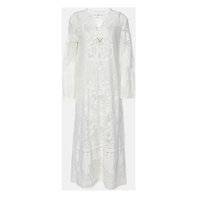 Valentino Cream Lace Full Sleeves Maxi Dress