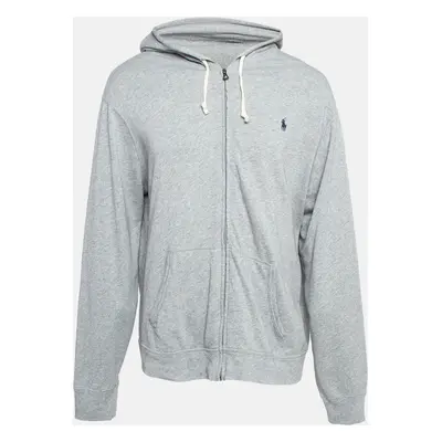 Polo Ralph Lauren Grey Cotton Knit Spa Terry Zipper Hoodie