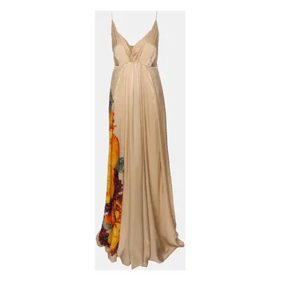 Roberto Cavalli Beige Silk The Art Of Sumptuous Print Maxi Dress