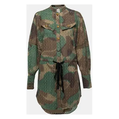 Zadig & Voltaire Green Camouflage Print Cotton Rafal Short Dress