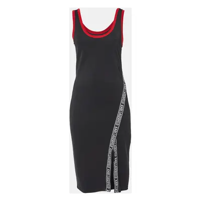 Karl Lagerfeld Black Logo Lace Trimmed Tank Dress