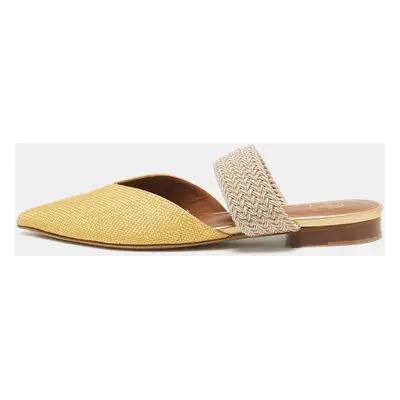 Malone Souliers Yellow Raffia Stretch Band Maisie Flats