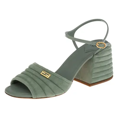 Fendi Light Blue Suede And Jelly Promenade Sandals Size