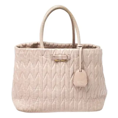 Miu Miu Beige Metalasse Leather Covertible Tote