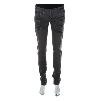 Dsquared2 Grey Crystal Embellished Splatter Effect Denim Super Skinny Jeans