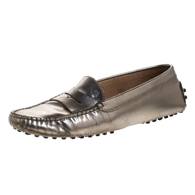 Tod's Metallic Leather Penny Loafers Size 36.5