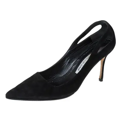 Manolo Blahnik Black Suede Cut Out Detail Pointed Toe Pumps Size