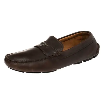 Prada Brown Leather Slip On Loafers Size 41.5