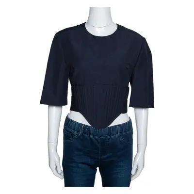 Stella McCartney Navy Blue Linen Blend Corset Top