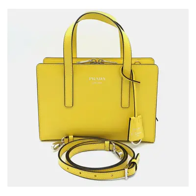 Prada Yellow leather brushed mini tote bag