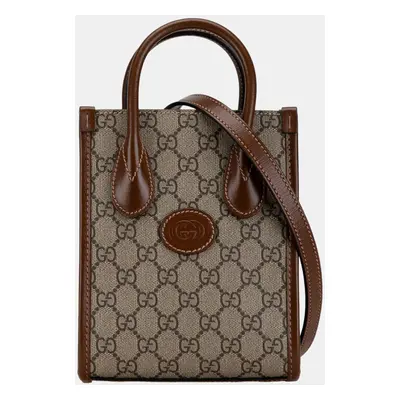 Gucci Beige/Brown Mini GG Supreme Interlocking G Satchel