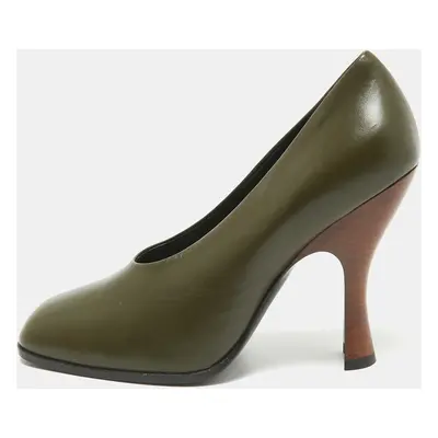 The Row Army Green Leather Jade Pumps Size