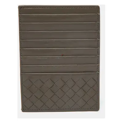 Bottega Veneta Grey Intrecciato Leather Zip Card Holder