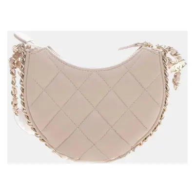 Chanel Light Beige Leather Mini Hobo Bag