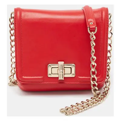 Lanvin Red Leather Mini Happy Crossbody Bag