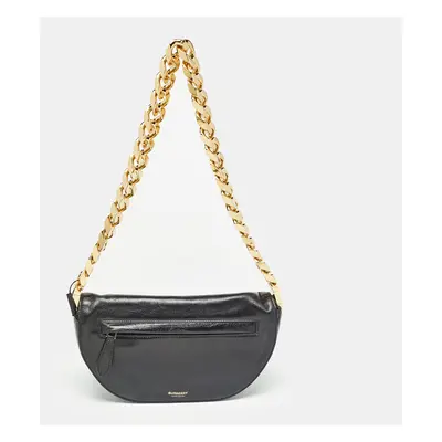 Burberry Black Soft Leather Olympia Chain Shoulder Bag