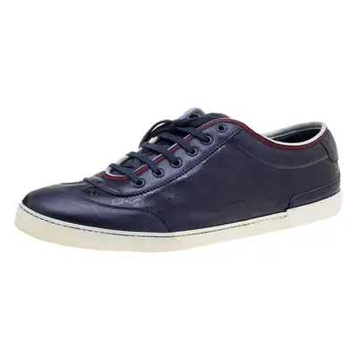 Gucci Navy Blue GG Imprime Canvas And Leather Low Top Sneakers Size