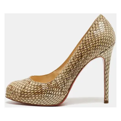 Christian Louboutin Beige Python Leather New Simple Round Toe Pumps Size 36.5