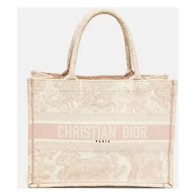 Dior Pink Embroidery Canvas Medium Book Tote