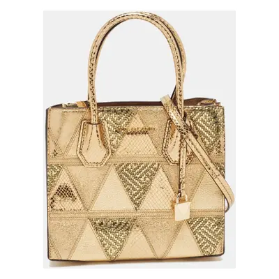 Michael Kors Gold Leather Patch Mercer Tote