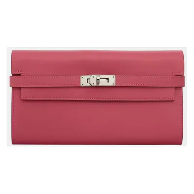 Hermes Rose Tyrien Box Calf Leather Kelly Wallet