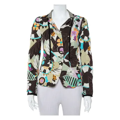 Etro Multicolor Abstract Printed Synthetic & Cotton Button Front Blazer