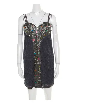 Missoni Multicolor Lurex Knit Embellished Bodice Sleeveless Dress