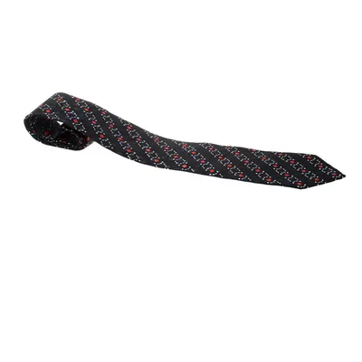 Brioni Black Geometirc Print Silk Traditional Tie