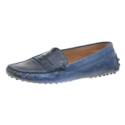 Tod's Blue Karung Gommino Slip On Loafers Size 37.5