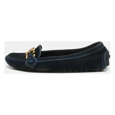 Louis Vuitton Navy Blue Suede Oxford Loafers Size 35.5