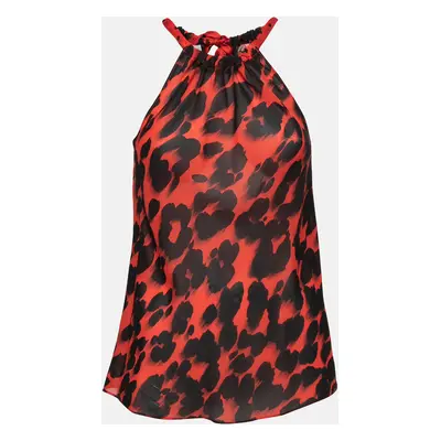 Moschino Cheap and Chic Red Printed Silk Halter Neck Top