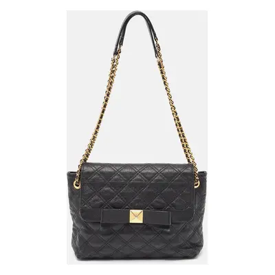 Marc Jacobs Black Quilted Leather Bow Shoulder Bag