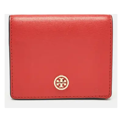 Tory Burch Red/Blue Leather Robinson Bifold Wallet