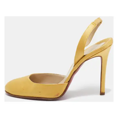 Christian Louboutin Yellow Satin Picador Slingback Pumps Size 36.5