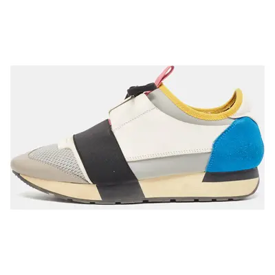 Balenciaga Multicolor Leather and Mesh Race Runner Sneakers Size