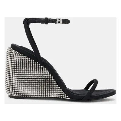 Alexander Wang black Leather Dahlia Crystal Wedge Sandal EU