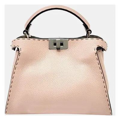 Fendi Pink Selleria Leather Mini Peekaboo Shoulder Bag