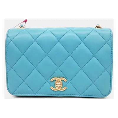 Chanel Blue Leather Chain Mini Crossbody bag