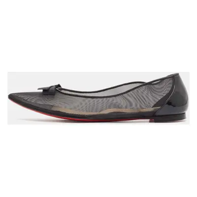 Christian Louboutin Black Mesh and Patent Leather Ballet Flats Size