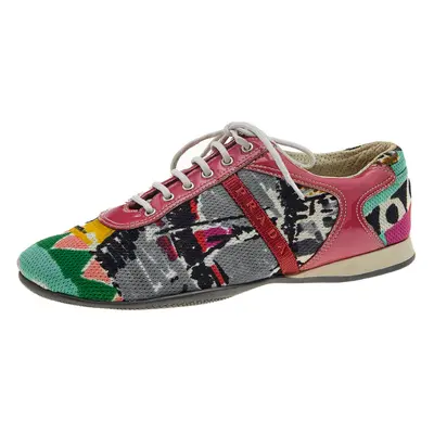 Prada Sport Multicolor Fabric And Patent Leather Low Top Sneakers Size 38.5